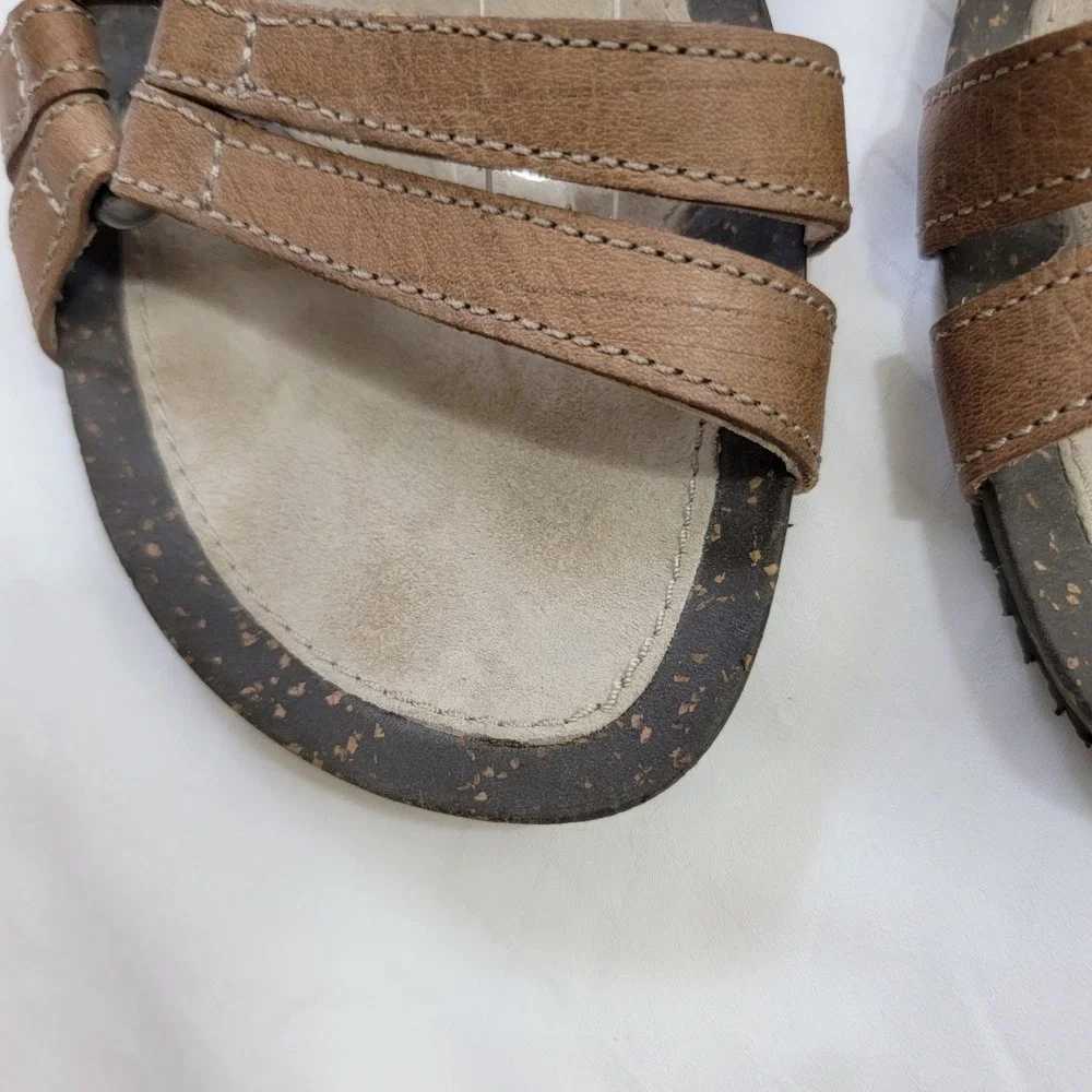 Teva Ventura Wedge Brown Leather Strappy Sandals Size 10 EUC